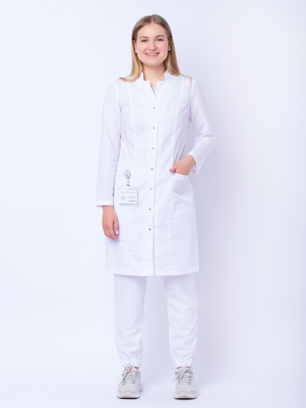 Медицинский халат женский Лянка, белый (серия Профи) – выгодные цена в  Москве, купить в интернет-магазине Doctor Style
