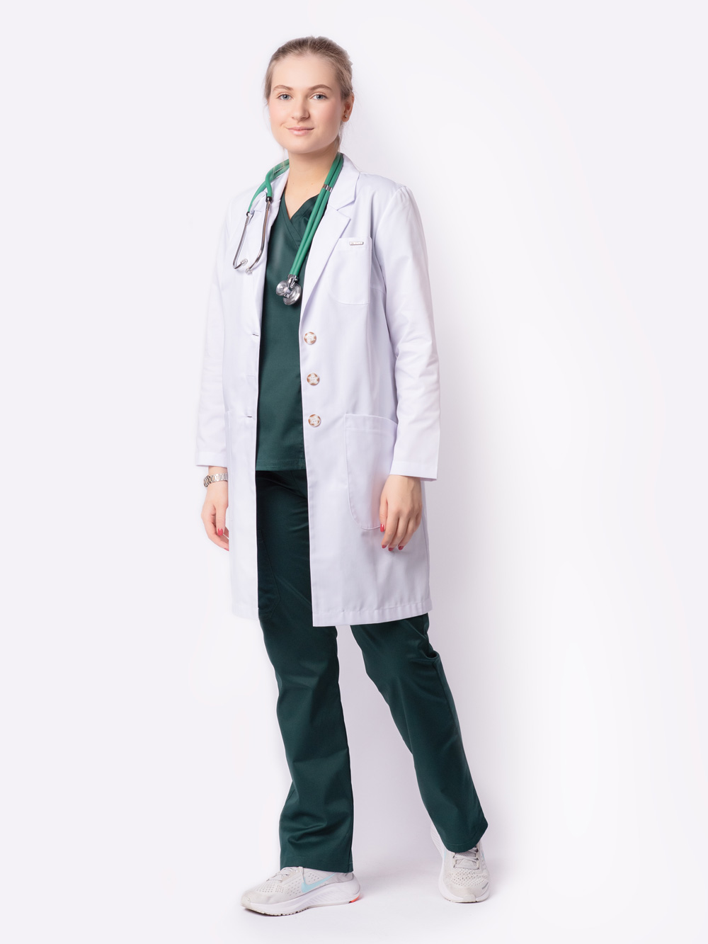 Медицинский халат женский Фьючи TREND, белый – выгодные цена в Москве,  купить в интернет-магазине Doctor Style