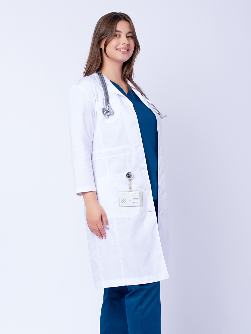 Медицинский халат женский Юни, белый – выгодные цена в Москве, купить в  интернет-магазине Doctor Style