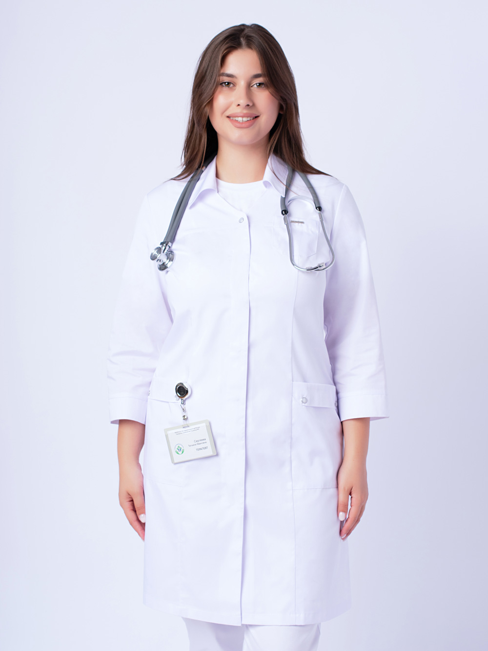 Медицинский халат женский Барбара, белый – выгодные цена в Москве, купить  в интернет-магазине Doctor Style
